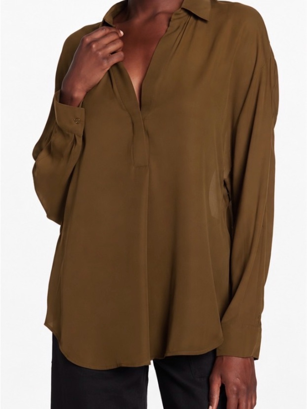 Vince Olive Relaxed V-Neck Tunic Blouse - 80% OFF MSRP!!!